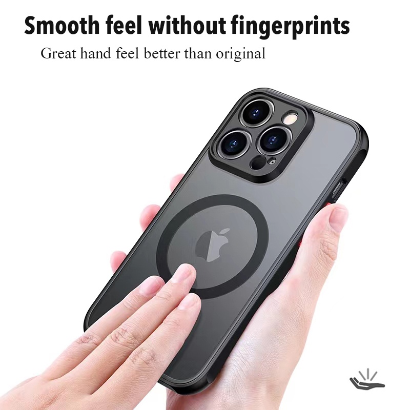 Ốp Điện Thoại Mặt Nhám Kèm Móc Xỏ Ngón Nam Châm Sang Trọng Cho iPhone 14 13 Pro Max Plus Mini