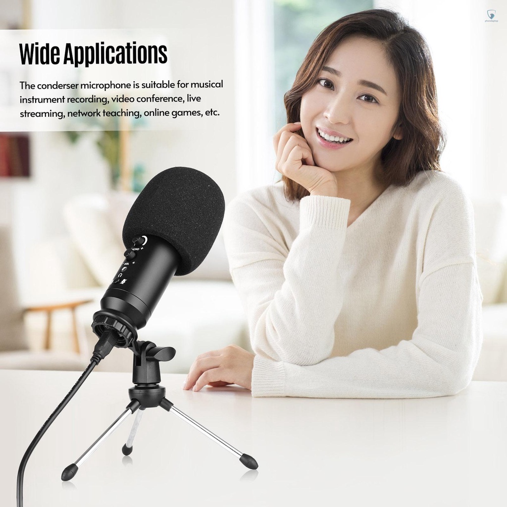 Bộ Micro USB + Giá Đỡ Ba Chân Mini Bằng Kim Loại Chắn Gió + Dây Cáp USB Hỗ Trợ Phát Nhạc / Phát Trực Tuyến / Họp Trực Tuyến /