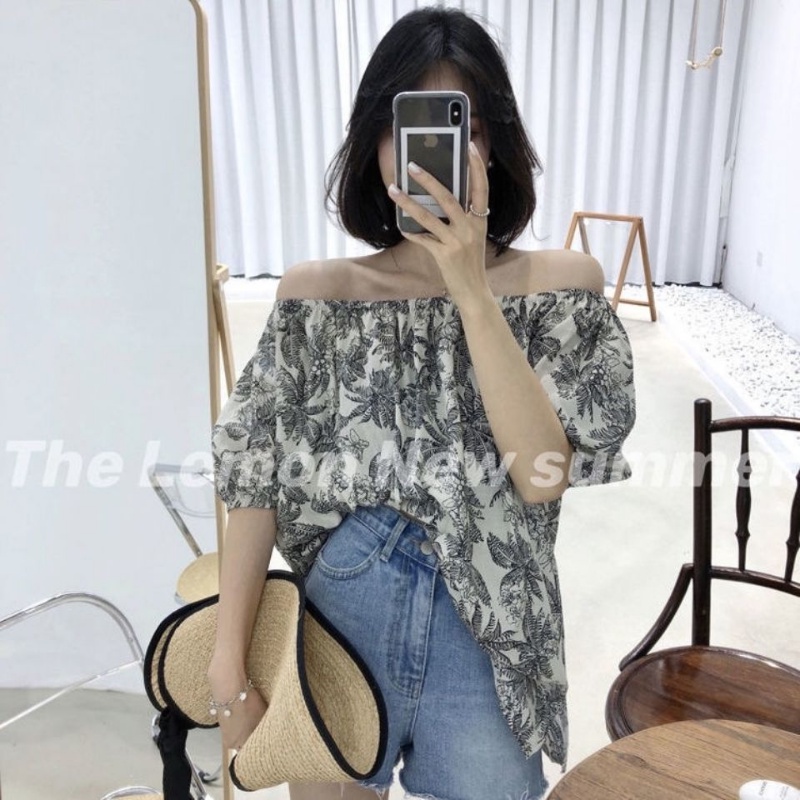 Áo Kiểu Hở Vai Dáng Rộng In Hoa Thời Trang Mùa Hè Plus Size Cho Nữ