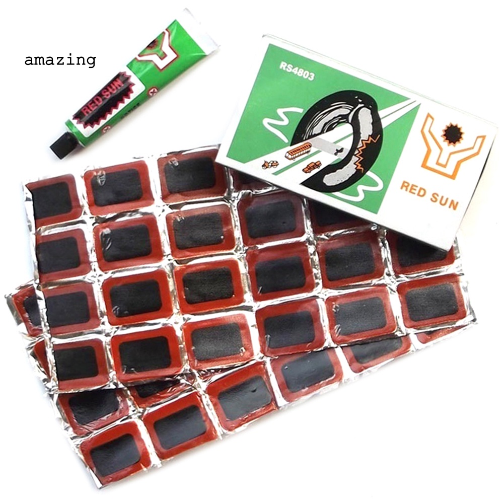 Bộ 48 Miếng Vá Lốp Xe Đạp Hình Vuông / Tròn Bằng Cao Su Tiện Dụng