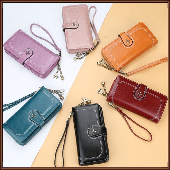 Ví Da PU Dáng Dài Đa Năng Phong Cách Retro Thời Trang Cho Nữ