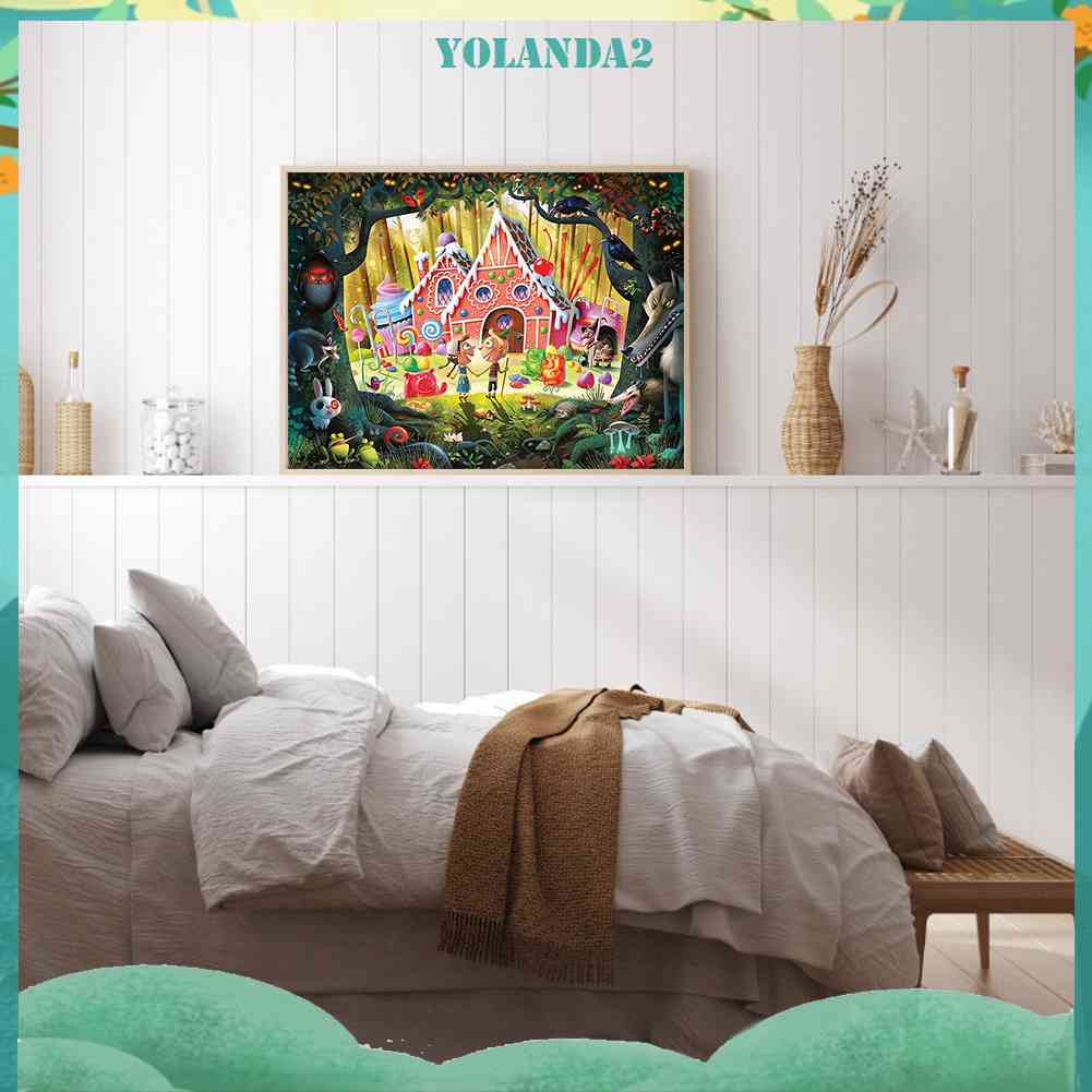 Bộ Tranh Đính Đá 5D Họa Tiết Ngôi Nhà Kẹo Alice Ở Xứ Sở Thần Tiên Độc Đáo