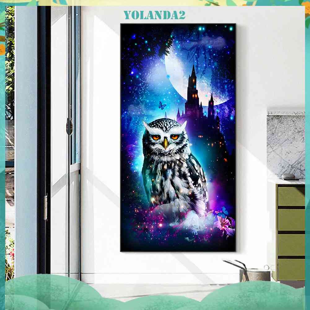 Bộ Tranh Đính Đá 5D Tự Làm Toàn Diện Họa Tiết Chim Cú Đêm Dùng Trang Trí Tường