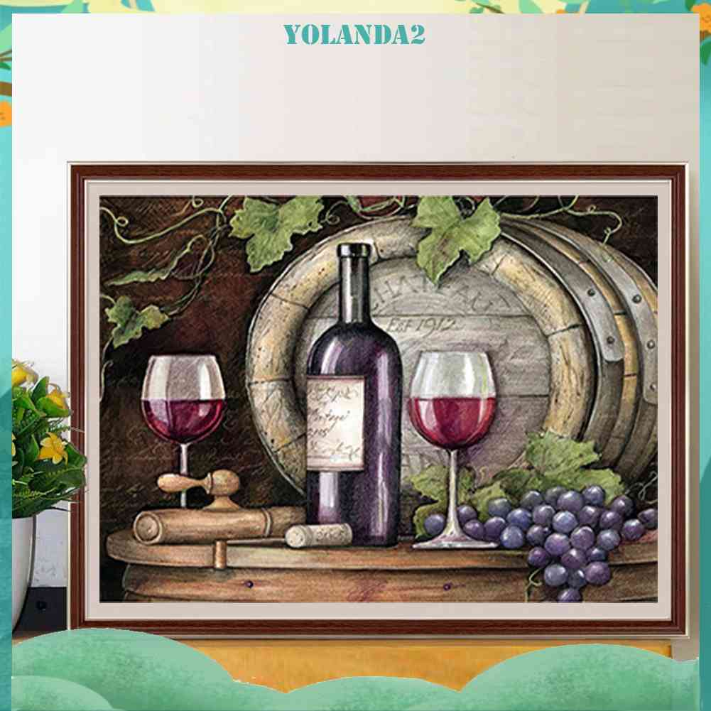 Tranh Đính Đá Kim Cương Toàn Bộ 5D DIY Hình Vẽ Chai Rượu