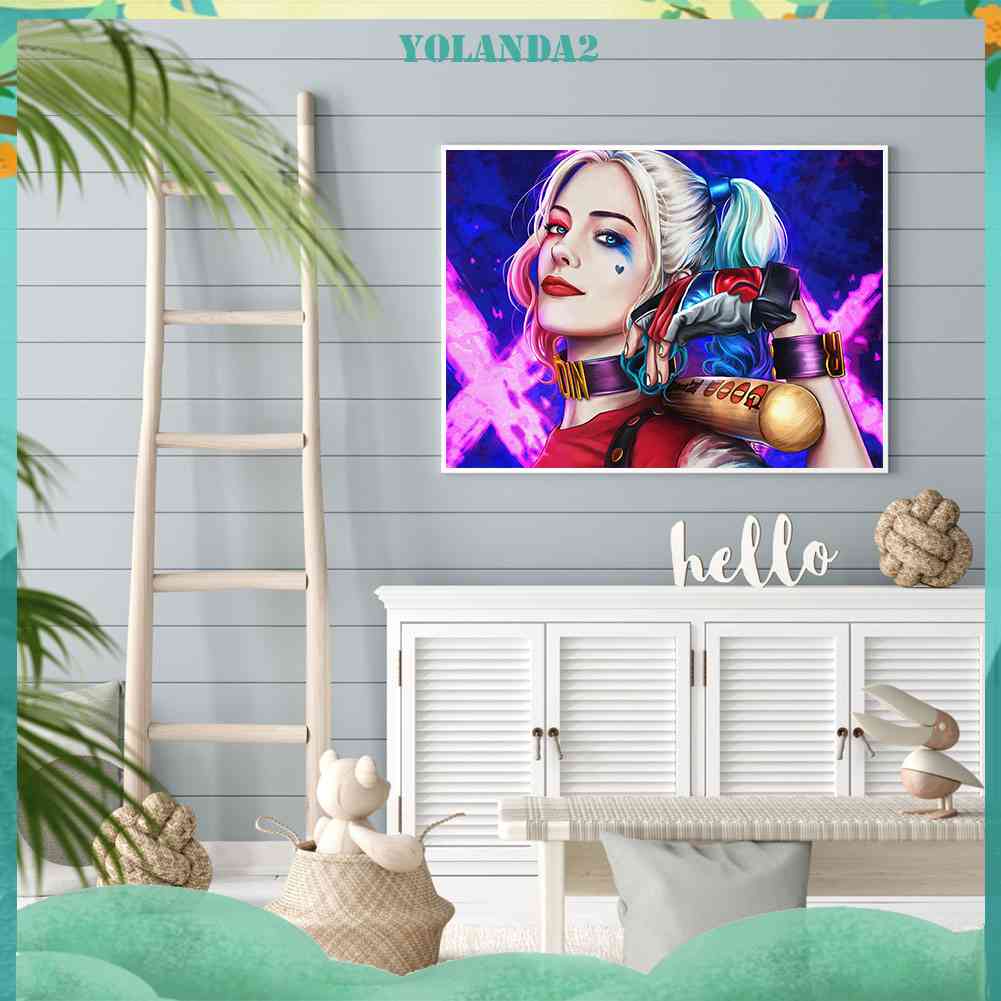 Tranh Đính Đá Kim Cương Toàn Bộ 5D DIY Hình Vẽ Harley Quinn
