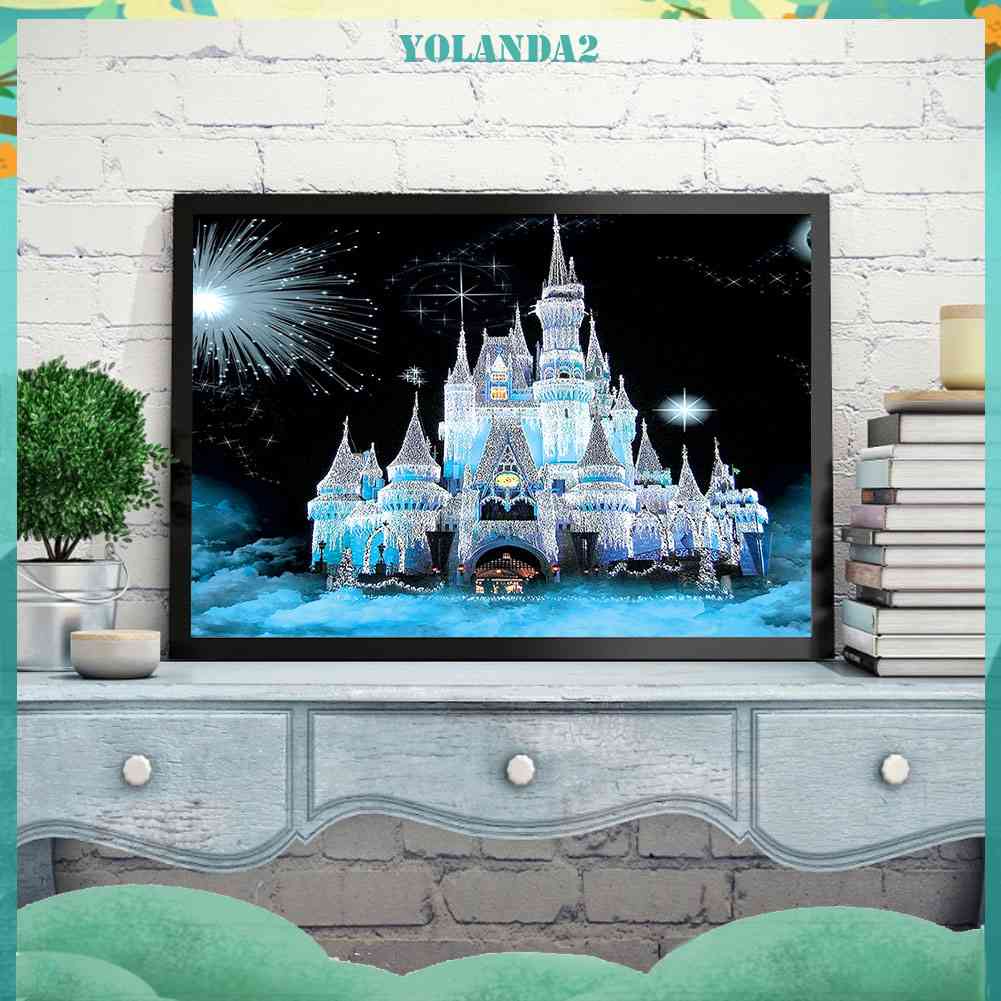 Tranh Đính Đá Kim Cương Toàn Bộ Hình Lâu Đài Tuyết DIY