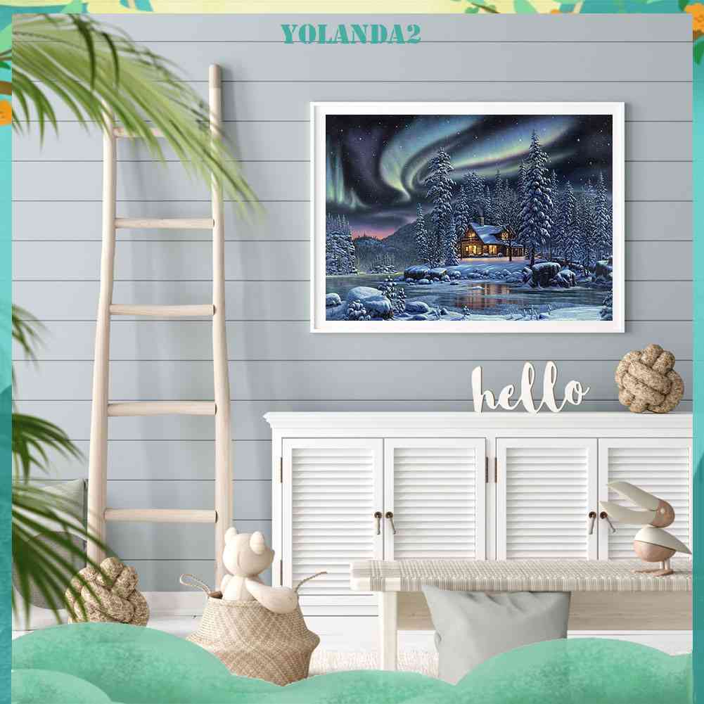 Tranh Đính Đá Kim Cương Toàn Bộ 5D DIY Hình Vẽ Làng Quê Aurora