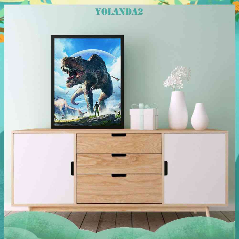 Tranh Đính Đá Kim Cương Toàn Bộ 5D DIY Hình Vẽ Khủng Long Lớn