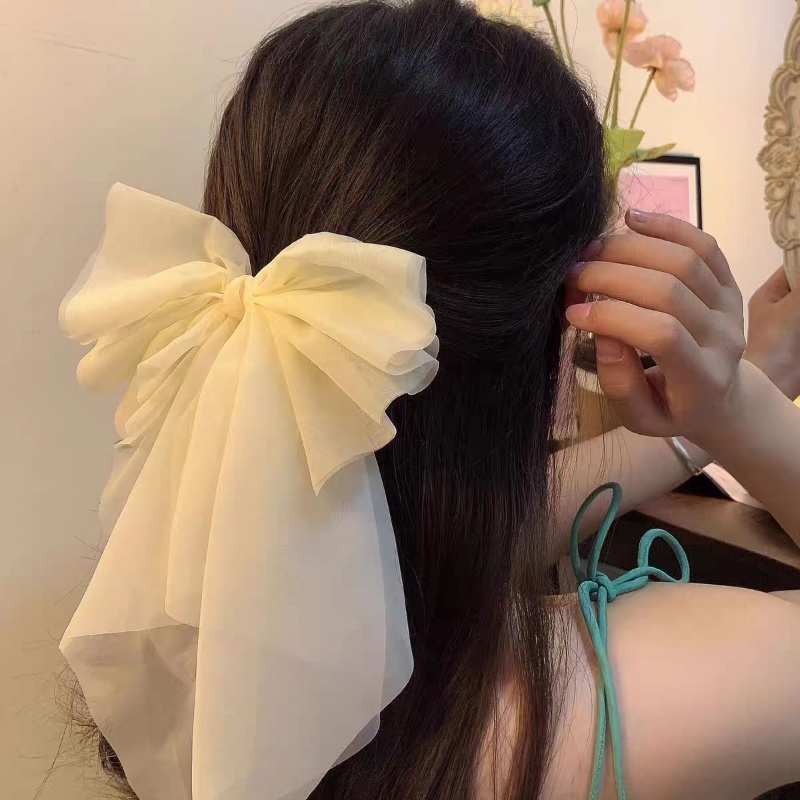 Kẹp Tóc Nơ Lưới Nhiều Lớp Cỡ Lớn Thời Trang Cho Cô Dâu