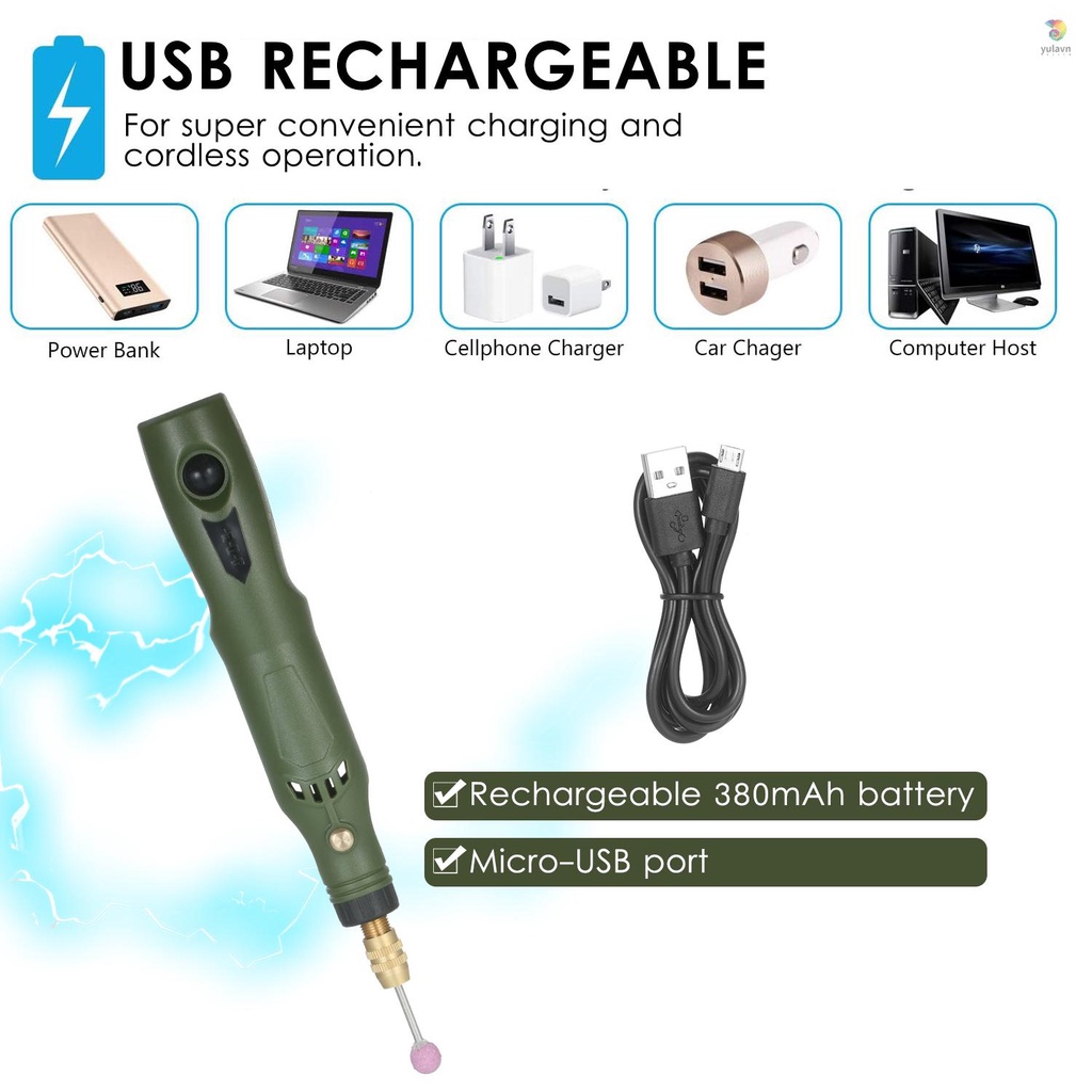 Bộ Dụng Cụ Đánh Bóng Cắt Gỗ Không Dây Tốc Độ 15000RPM USB Có Thể Sạc Lại Đa Năng Cr