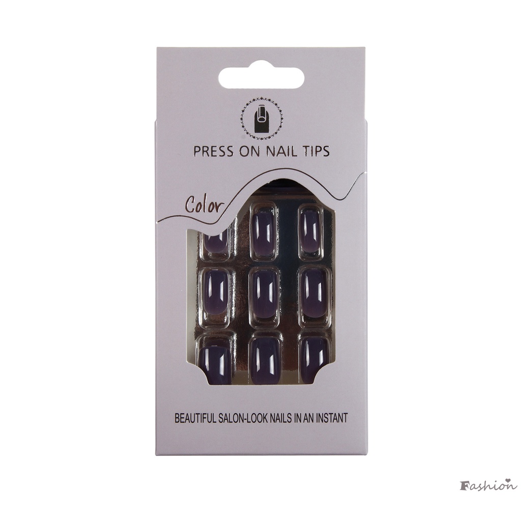 Bộ Móng Tay Giả Màu Sắc Trơn Không Phai Kèm Miếng Dán Tiện Dụng