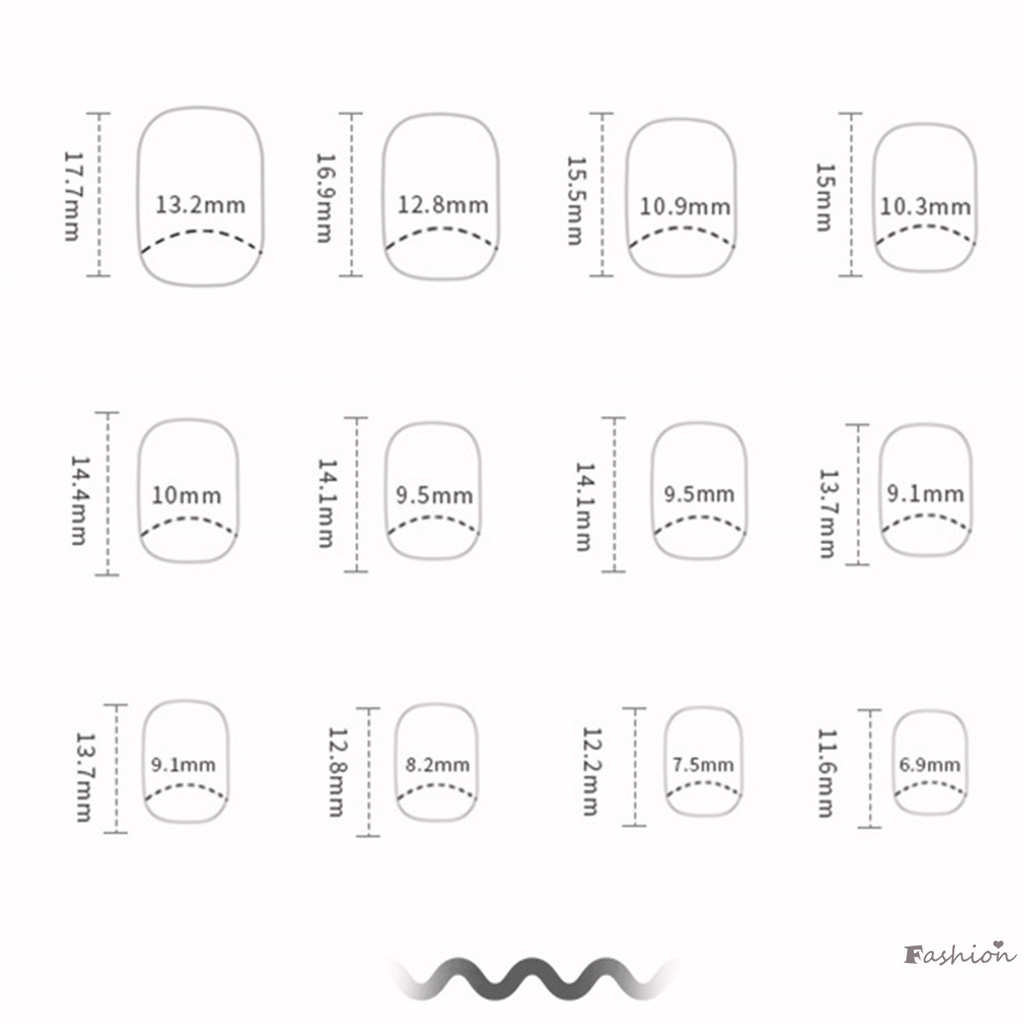 Móng Tay Giả Ngắn Gợn Sóng Nhiều Màu Chống Trầy Xước Trang Trí Nghệ Thuật