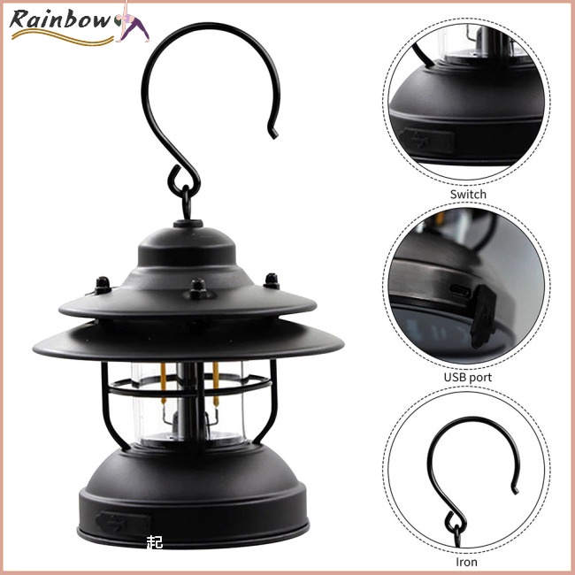 Đèn Lồng Phong Cách Retro Di Động Tiện Dụng Cho Hoạt Động Ngoài Trời