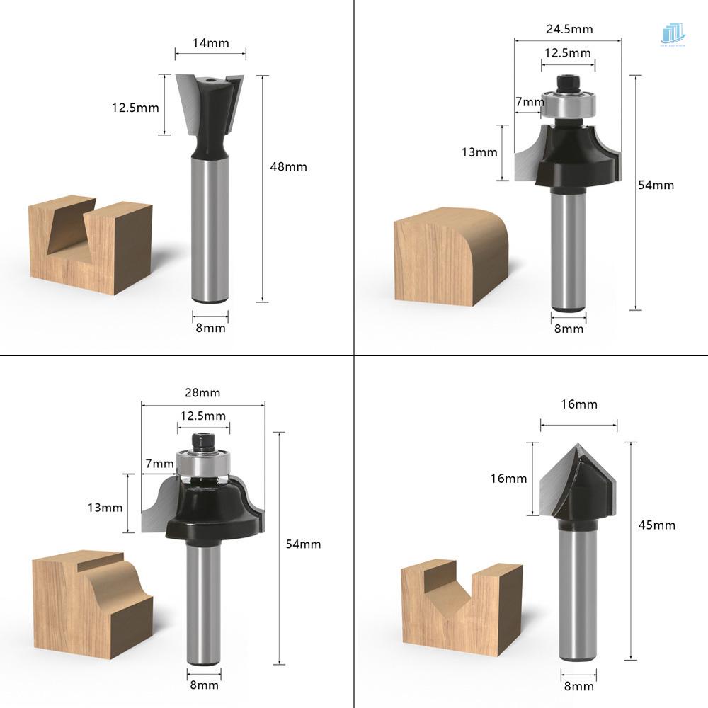 Bộ 12 Mũi Khoan Cắt Gỗ Tungsten Carbide 8mm Chuyên Dụng