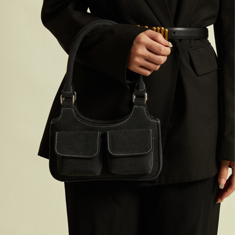 Túi Xách Vải canvas Màu Trơn Phong Cách Cổ Điển Thời Trang Cho Nữ