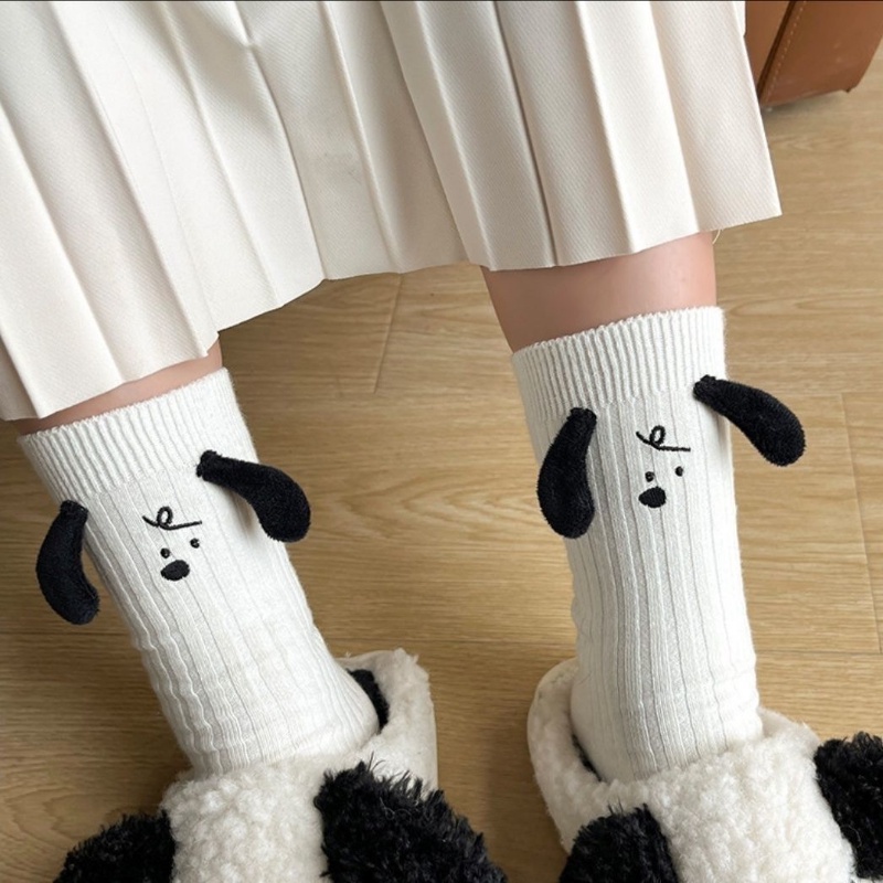 3D Doll Socks, Children's Cartoon Socks, Japanese Fashion, Cute and Fun Socks, Ears, Puppy Socks, Versatile White Floor Socks, Harajuku