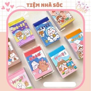 Sổ 50 tờ sticker mini - Gấu thỏ du hành