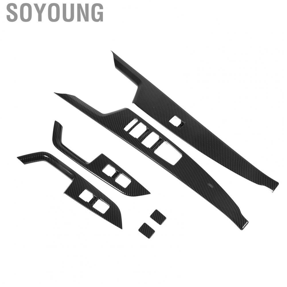 Soyoung Interior Window Lift Control Switch Trim  6 PCS Textured Car Frame Cover Left Drive Side for Auto