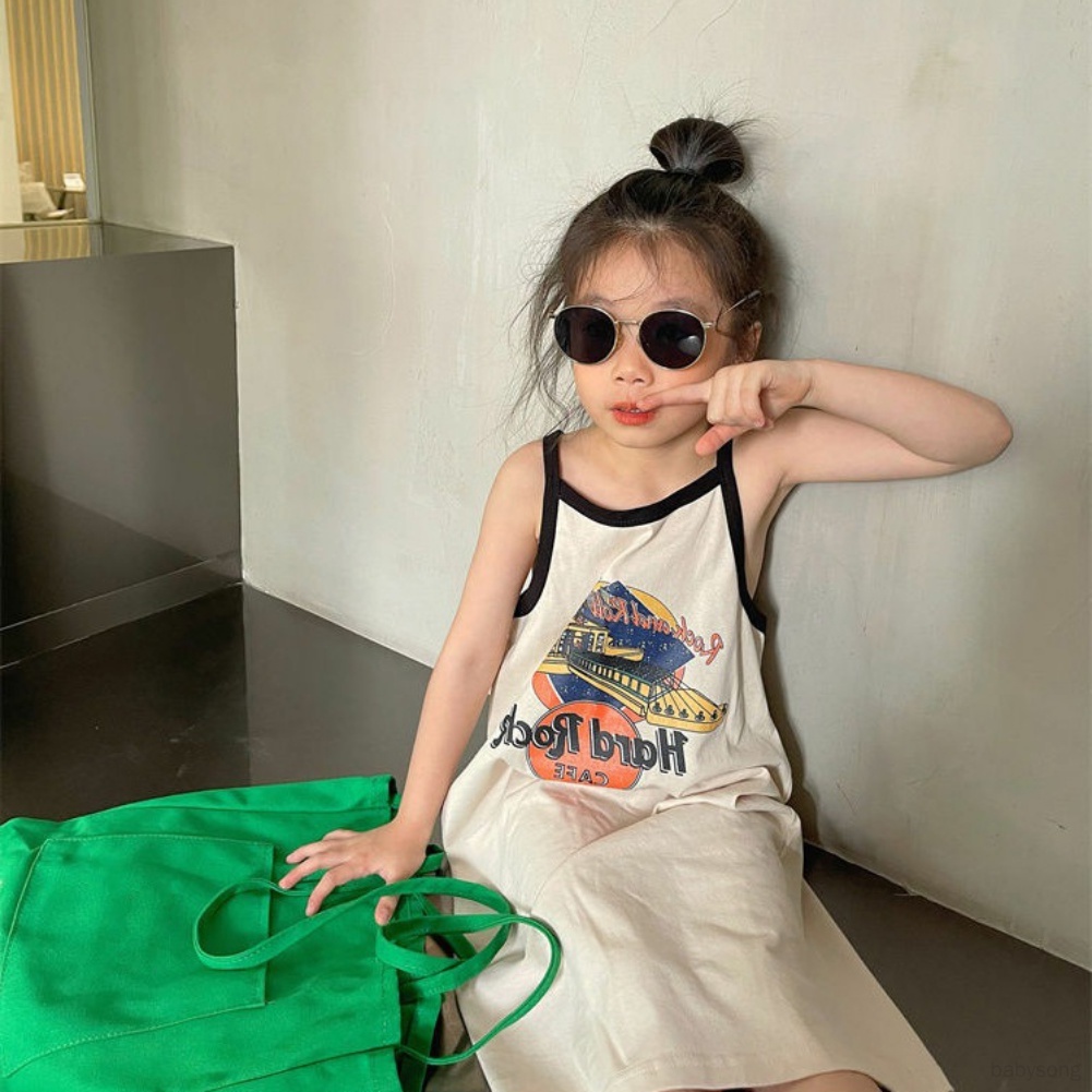 Đầm Mùa Hè Thoải Mái Dễ Thương Phong Cách Hàn Quốc Cho Bé Gái