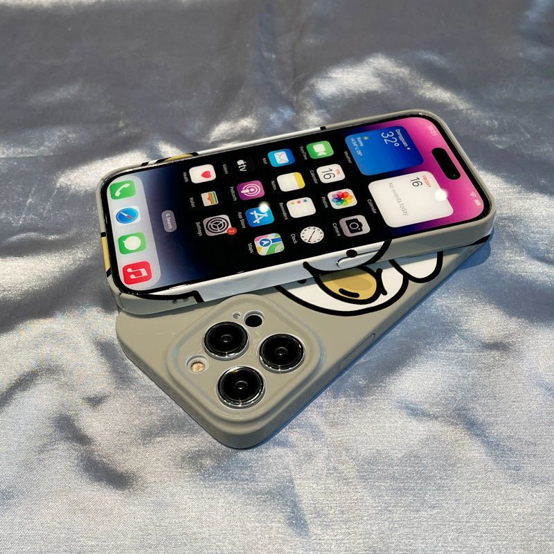 Ốp Điện Thoại Cứng Họa Tiết Hoạt Hình Chú Vịt Dễ Thương Kèm Giá Đỡ Cho Iphone12 max 13781114Cặp Găng Tay Chống Sốc 0JBW Chất Lượng Cao