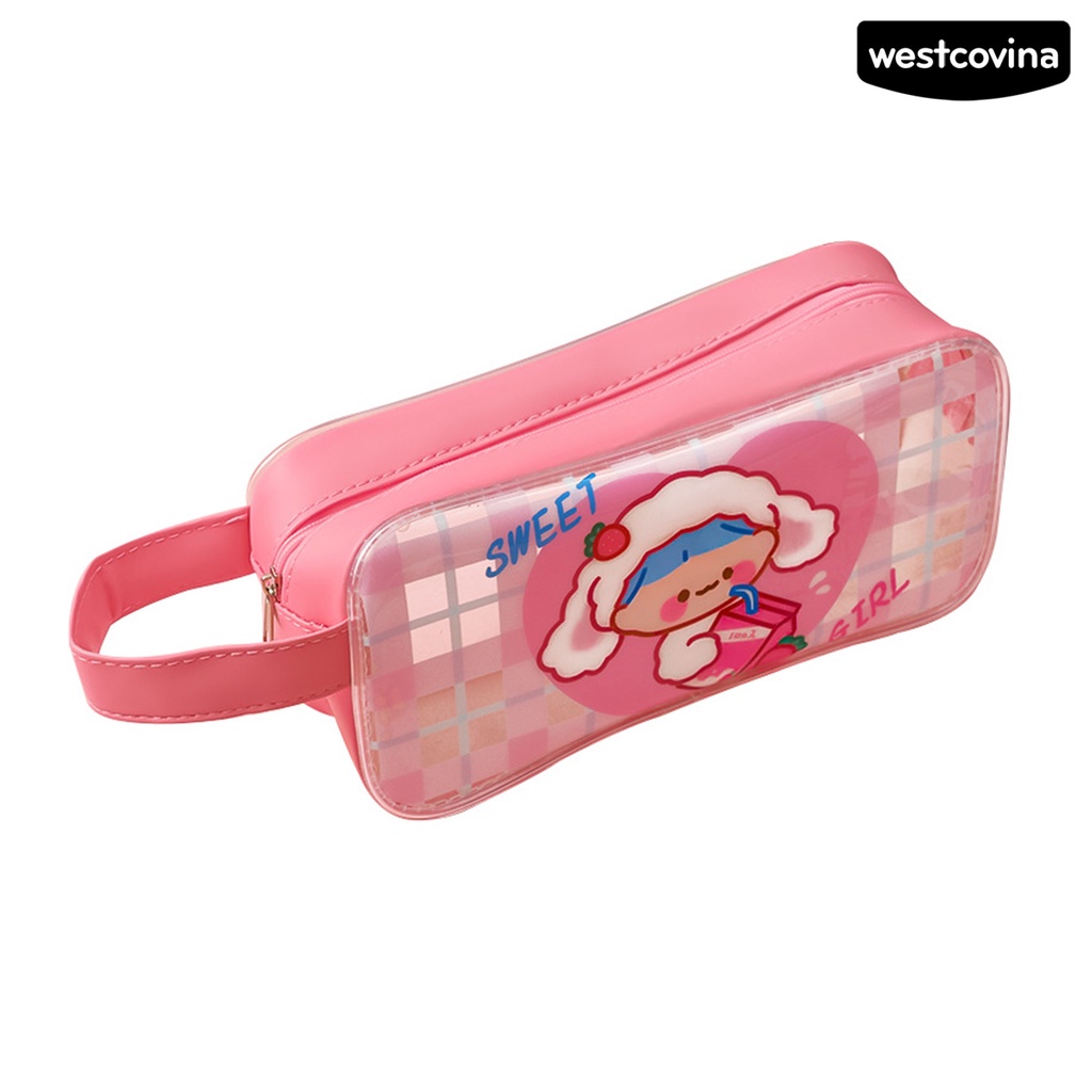 [COD]♪Túi Đựng Bút Trong Suốt Chống Thấm Nước Sức Chứa Lớn Có Dây Khóa Kéo In Họa Tiết Hoạt Hình