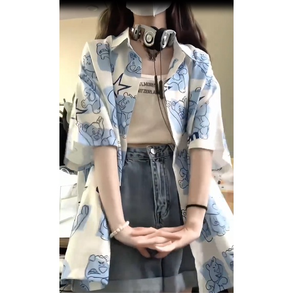 NRVP Áo Sơ Mi Nữ Oversized Vải Cotton Phong Cách Hàn Quốc Mới 2023