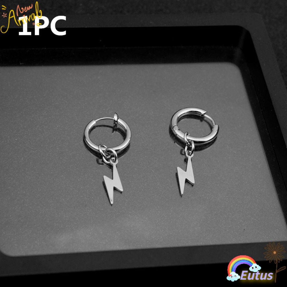 1 Khuyên Tai Kim Loại Không Gỉ Hình Tia Chớp Phong Cách Punk Hip Hop Cho Nữ