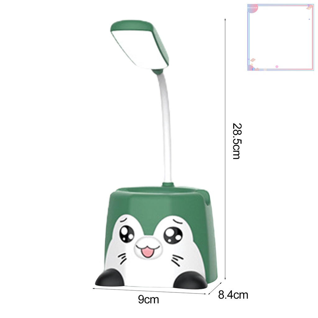 [DDJ] Đèn LED Để Bàn Không Cần Khoan Lỗ Thiết Kế Một Nút Có Thể Sạc Lại Với Ngăn Đựng Bút Hoạt Hình Dễ Thương Trang Trí Nhà Cửa