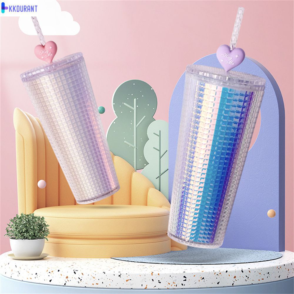 Cốc Tình Yêu Ăn Mừng Internet Mới Cốc Kim Cương Chuyển Sắc Cốc Hút Laser Đôi Giá Trị Cao Dung Tích Lớn Bằng Nhựa KKDURANT