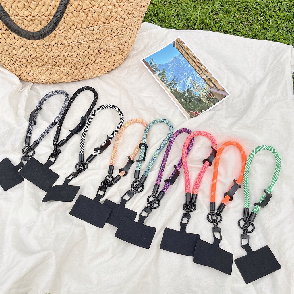 Dây Đeo Cổ Nylon Màu Trơn Có Ngăn Đựng Thẻ ID + Móc Chìa Khóa Cho iphone / airpods Ốp