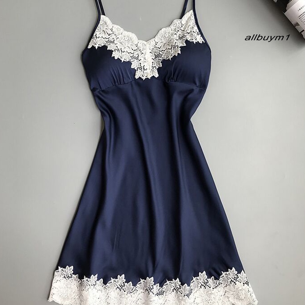 Đầm Ngủ Hai Dây Cổ Chữ V Có Mút Đệm Quyến Rũ Dành Cho Nữ