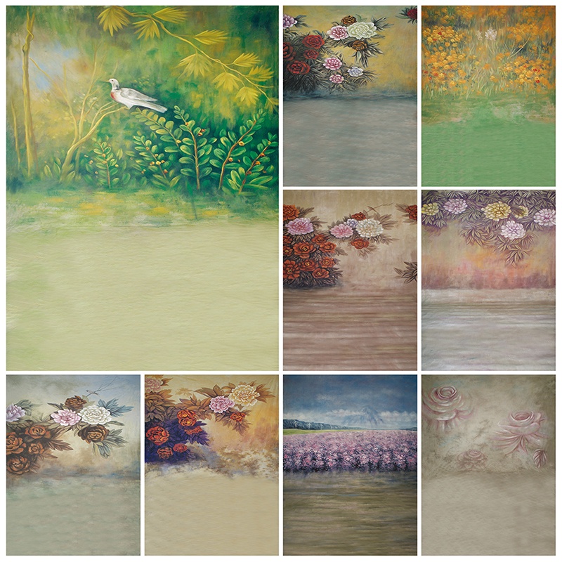 Phông Nền Chụp Ảnh Bằng Vải Hình Tranh Sơn Dầu Và Cỏ Phong Cách Mới Làm Quà Tặng / Trang