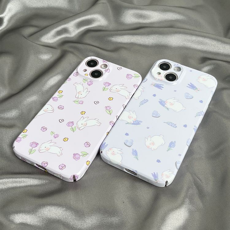 Ốp Điện Thoại Cứng Hình Thỏ Và Hoa Cho Apple 13 14plus14 promax13 0JDS
