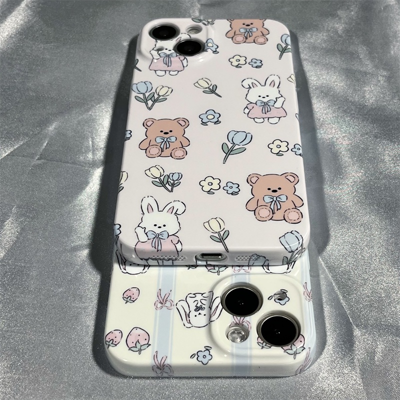 Ốp Điện Thoại Cứng Hình Thỏ Và Hoa Dễ Thương Cho Iphone 7 11 xsiPhone12 13 8 Iphone14 XRGK