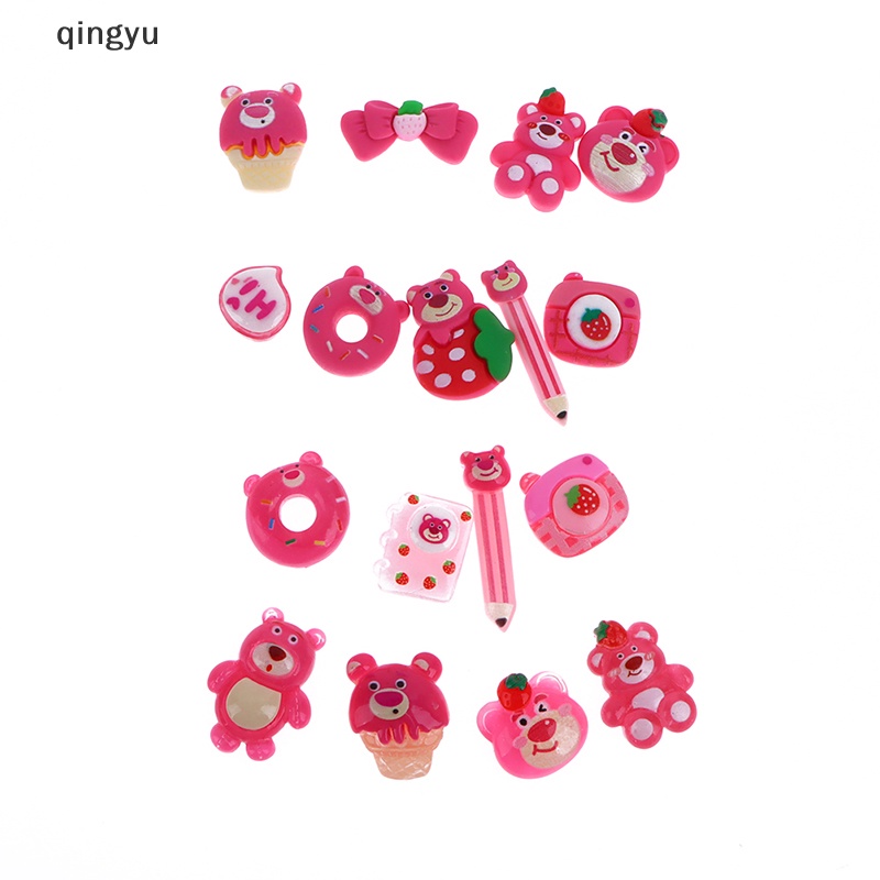 Bộ 20 Tượng Gấu Và Dâu Tây Hoạt Hình Mini Bằng Nhựa Resin Trang Trí Sổ Tay Diy