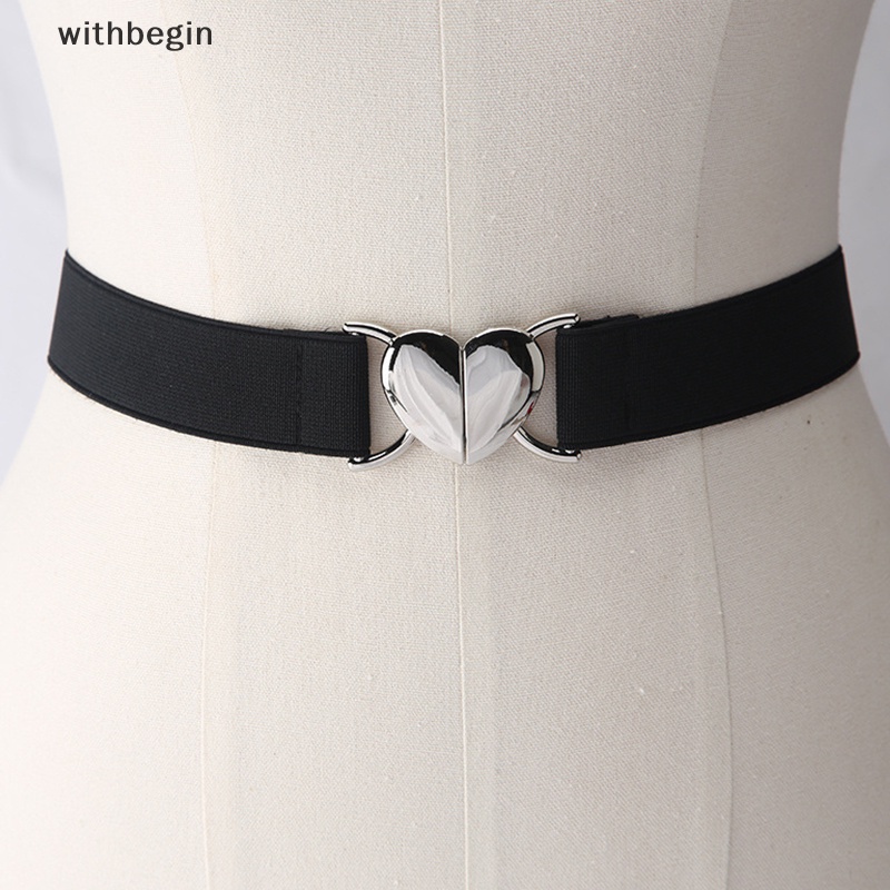 Thắt Lưng Co Giãn Khóa Kim Loại Hình Trái Tim Thời Trang