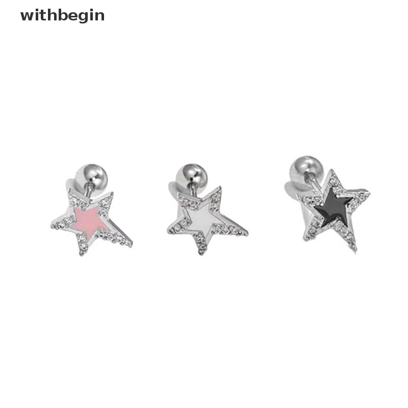 1 Đôi Khuyên Tai Đính Đá Zircon Hình Ngôi Sao Thời Trang Cho Nữ