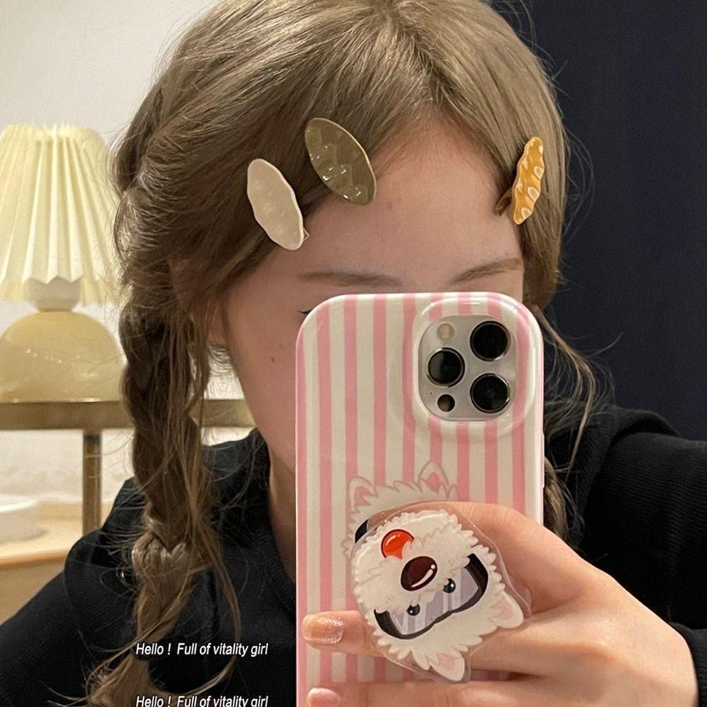 NICKOLAS Kẹp Tóc Kim Loại Hình Oval Màu Sắc Ngọt Ngào Y2K