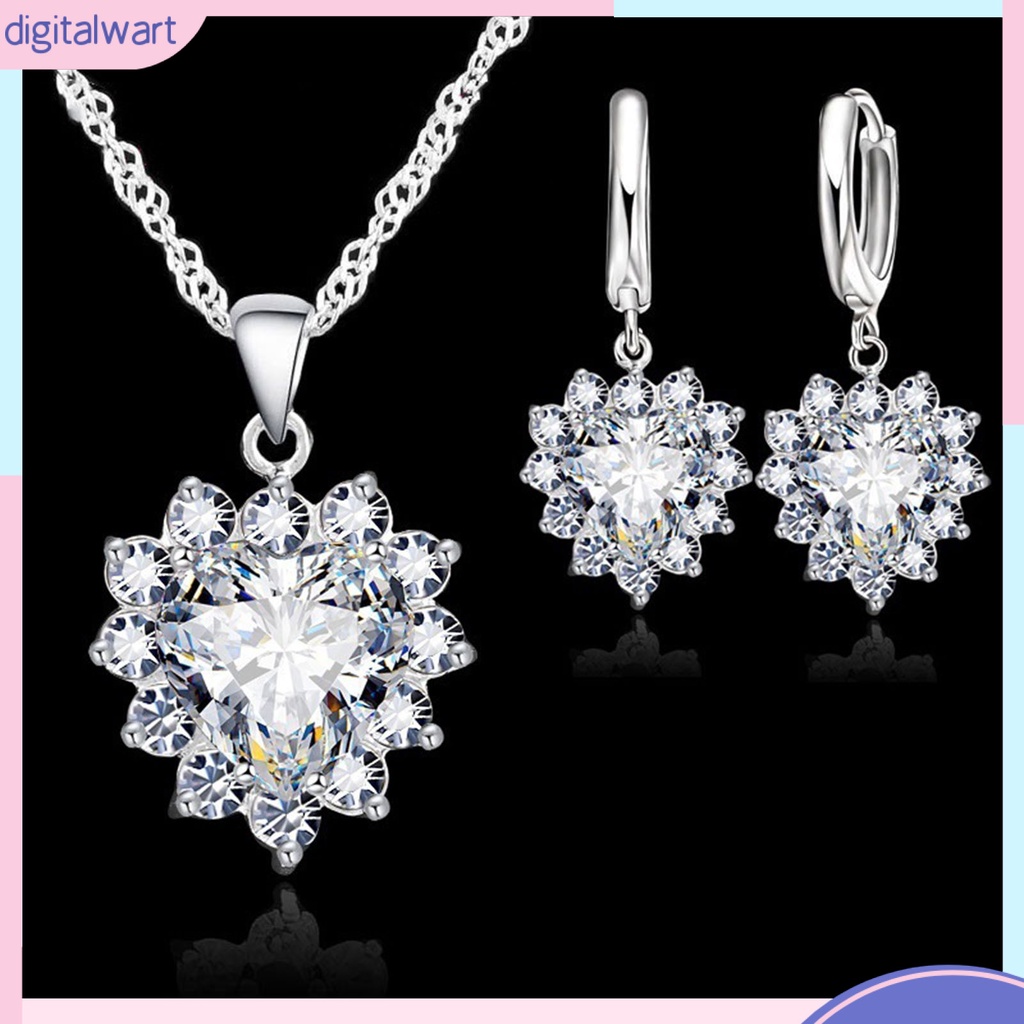 1 Bộ Vòng cổ + Bông Tai Hợp Kim Hình Trái Tim Phong Cách Hiện Đại Cho Nữ