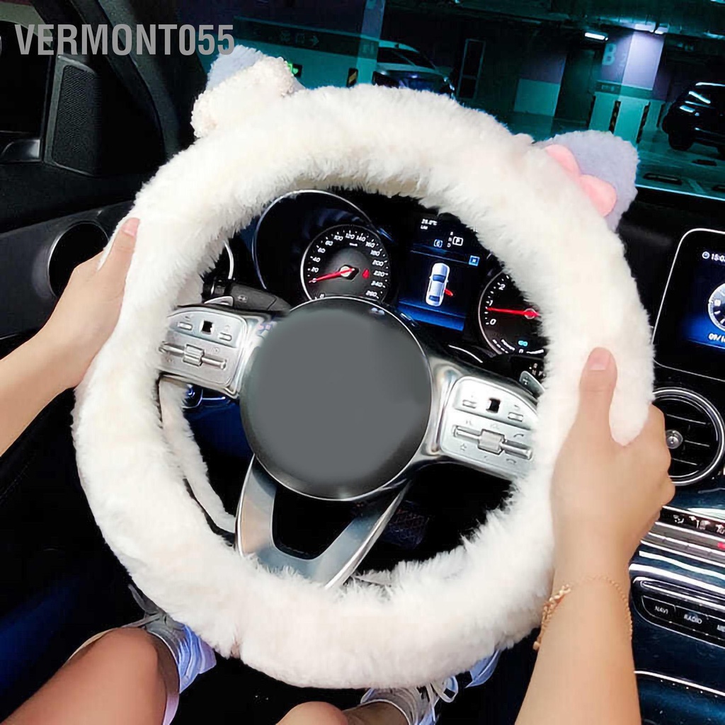 Vermont055 Sang Trọng Bọc Vô Lăng 15 Inch Mềm Mại Ấm Chống Trơn Trượt Dễ Thương Cho Nữ Xe Ô Tô