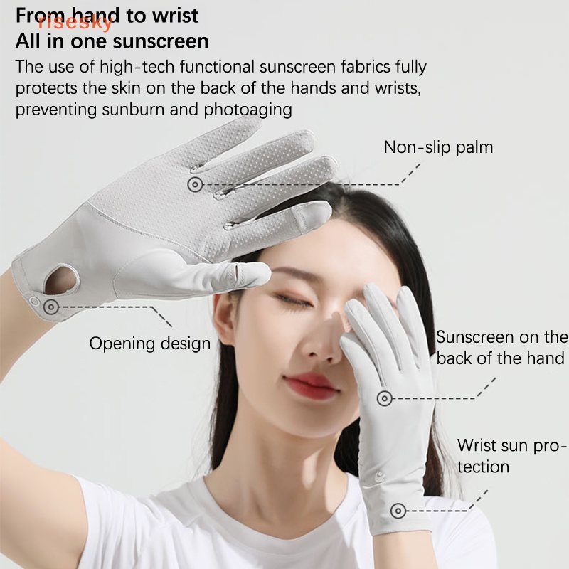 Găng Tay Bảo Vệ Chống Tia UV Màu Trơn Dành Cho Nữ