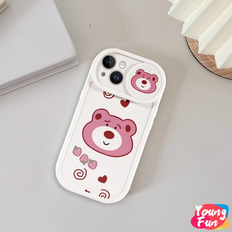 Ốp lưng Gấu dâu tây Trượt iPhone 14 XR 13 11 12 Pro Max 8 7 6 6S Plus X Xs Max Se 2020 13 12 11