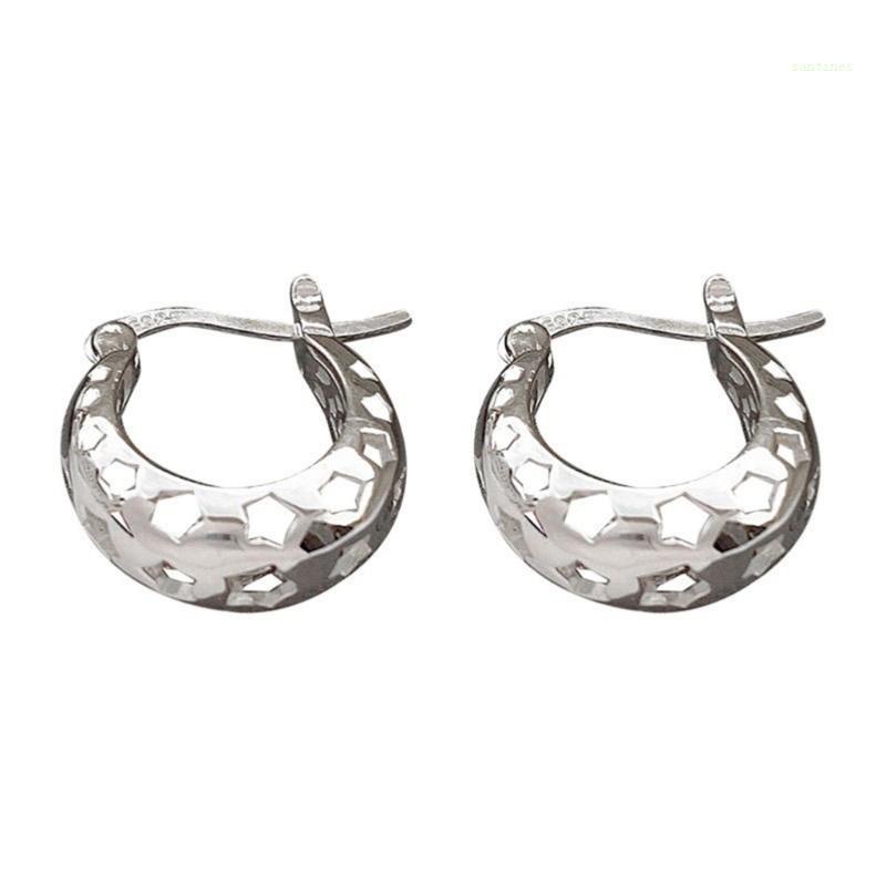 Khuyên Tai Ngôi Sao Năm Cánh Bằng Kim Loại Phong Cách Punk Dành Cho Nữ