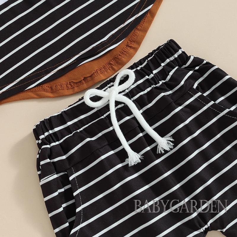 Set Áo Thun Tay Ngắn &amp; Quần Short Sọc Ngang Cho Bé Trai 6 Tháng Tuổi - 4 Tuổi