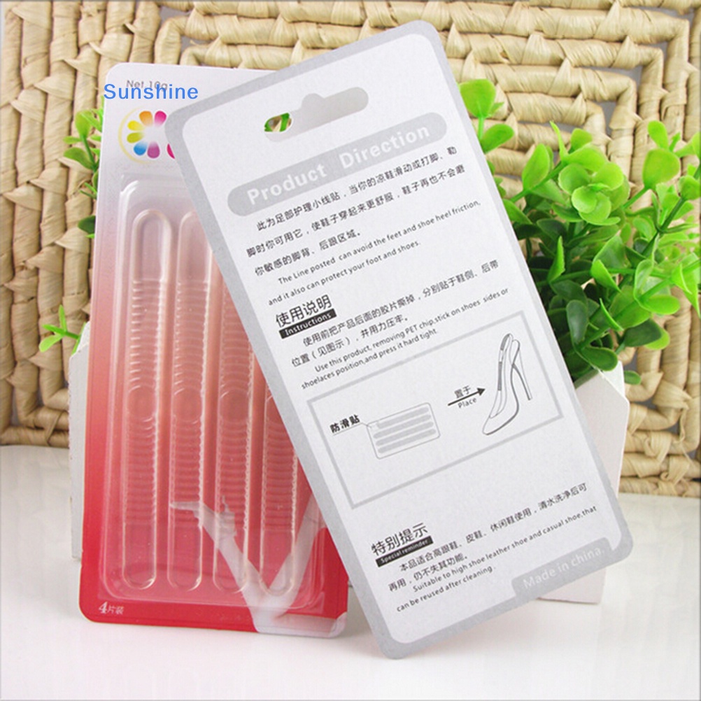 Set 4 Miếng Silicone Dán Gót Giày Bảo Vệ Chân Unisex Bộ 4 Miếng Silicone Dán Đế Giày Cao Gót Unisex