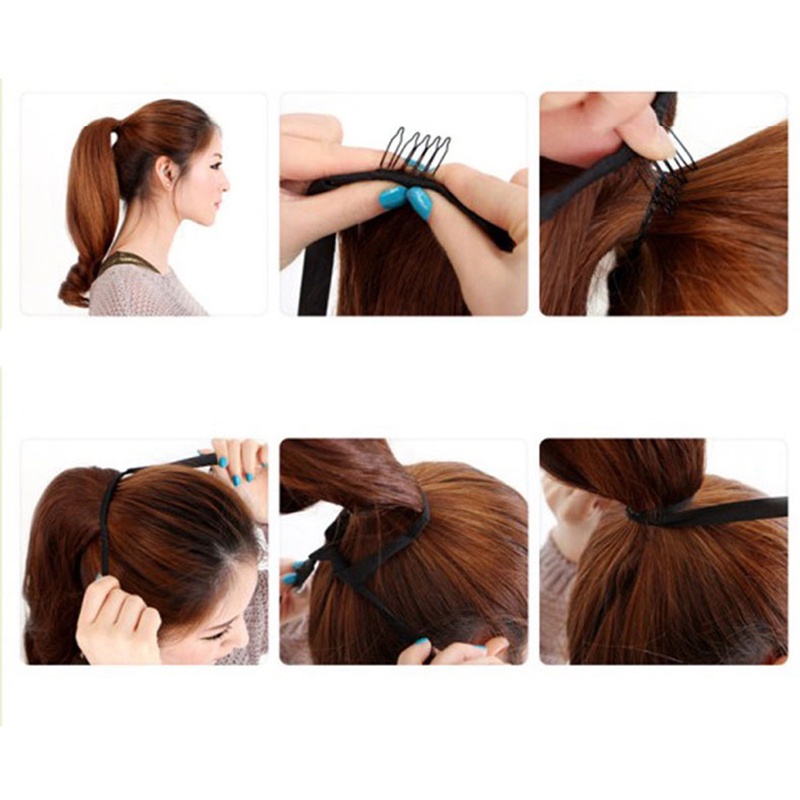 Bộ Tóc Giả Dài Xoăn Buộc Đuôi Ngựa Thời Trang Cho Nữ