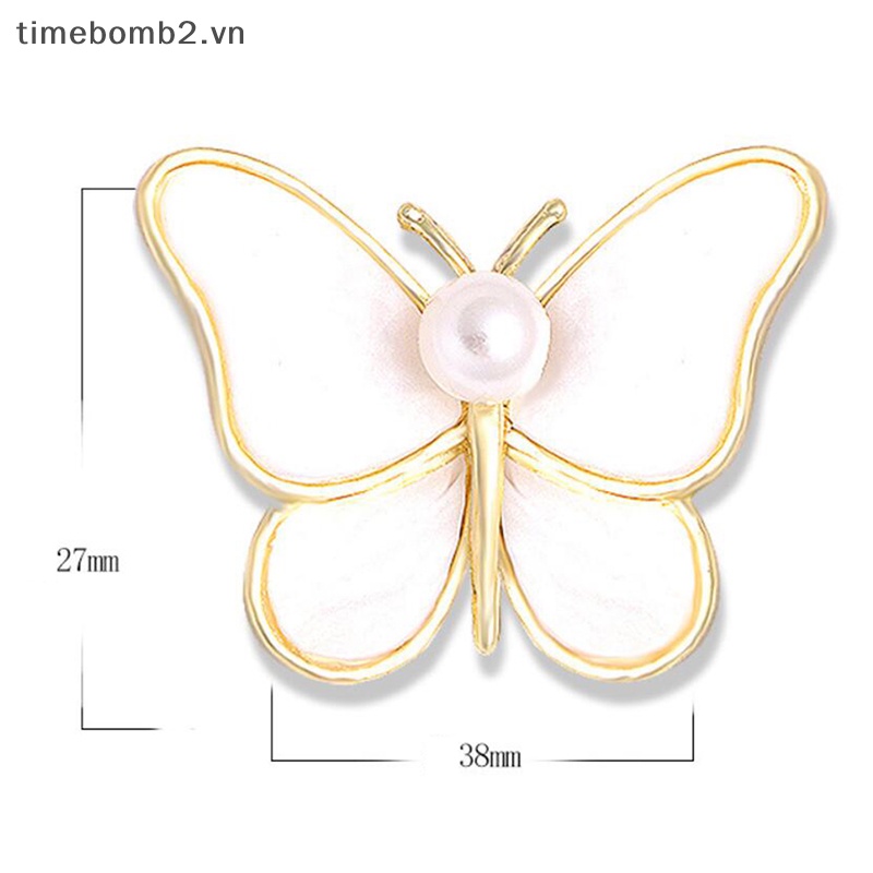 Ghim Cài Áo Hình Bướm Đính Ngọc Trai Lấp Lánh Thời Trang Cho Nữ