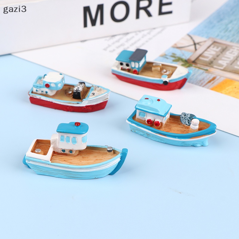 Thuyền Đánh Cá Mini Bằng Nhựa Resin Phong Cách Địa Trung Hải Độc Đáo DIY Dùng Trang Trí