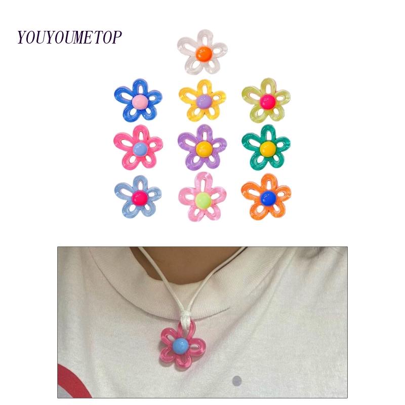 Mặt Vòng cổ Hình Hoa Nhiều Màu Sắc 31x29mm 10 Màu Tùy Chọn Diy