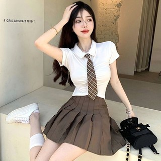 Beauty Set 2 Món Mùa Hè Nóng Cô Gái Mặc Quần Áo Học Sinh, Khoa Muối, Quần Lót Cao Eo, Hai Bộ Đồ Nữ [hàng Oder]